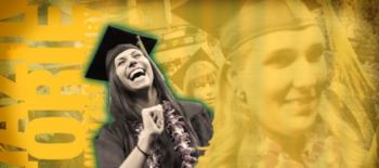 graduation celebration graphic with text overlays