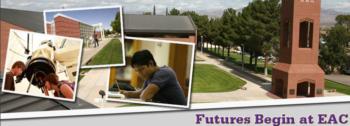 collage of campus life and facilities with 'Futures Begin at EAC' text