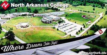 aerial view of campus 'North Arkansas College Where Dreams Take Flight'