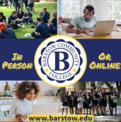 collage for 'barstow community college' with students, 'in person or online'