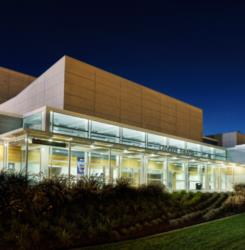 modern building exterior at night