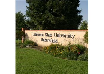 sign reading 'California State University Bakersfield' with flowers