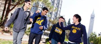 students walking by wearing 'berkeley' apparel