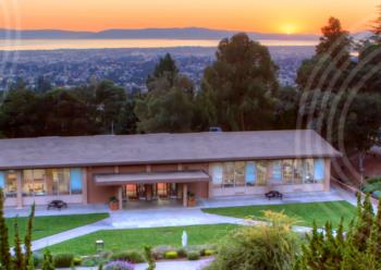 sunset view over campus buildings