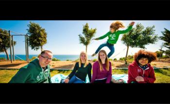 students enjoy outdoor campus life