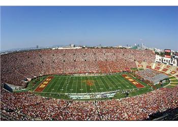 aerial view of a packed football stadium