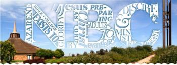 artistic 'NAZARENE BIBLE COLLEGE' sign