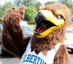 eagle mascot raising a wing