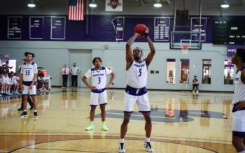 basketball player shooting during a game