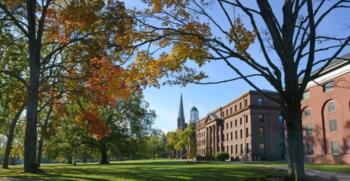 autumn campus scene with trees