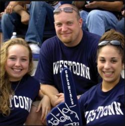 students wearing 'westconn' gear