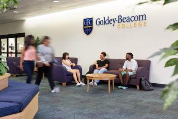 students in 'goldey-beacom college' lounge area