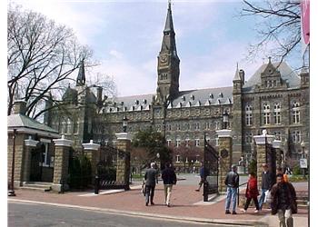 campus entrance with people walking