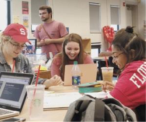 students working together at a table