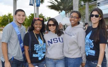group of students wearing 'nsu' shirts