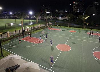 night view of outdoor basketball courts