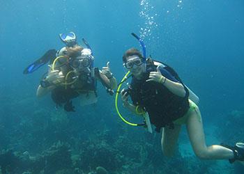 scuba divers exploring underwater