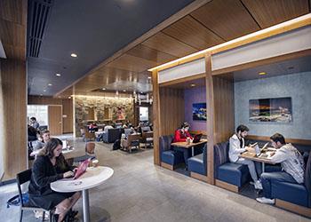 people sitting in a modern style coffee shop