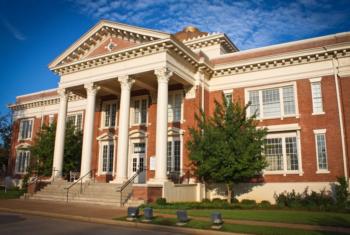 classical building with columns and steps