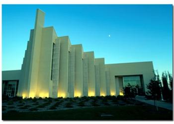 modern building with illuminated facade at twilight