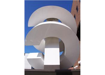 large 3D number 5 sculpture in an outdoor setting