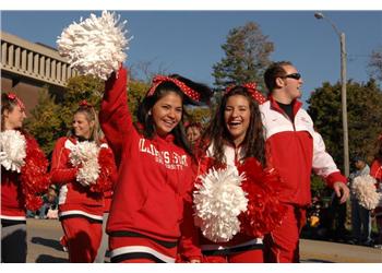 cheerleaders at a parade