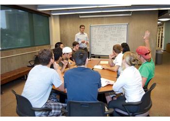 students in a classroom discussion