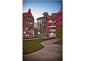 evening view of a campus building