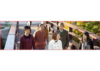 students walking on a bridge