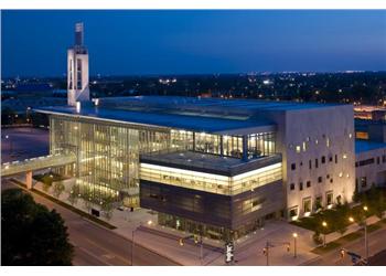 modern building at dusk