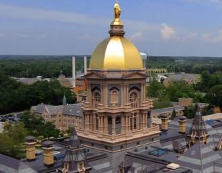 aerial view of a golden dome atop a building