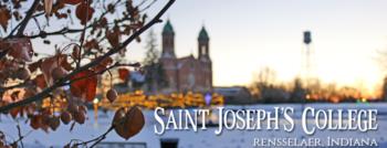 winter scene at 'saint joseph's college' with text