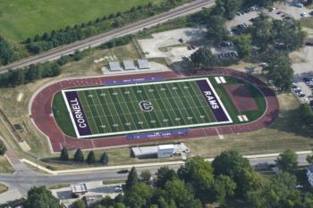 aerial view of 'cornell rams' sports field