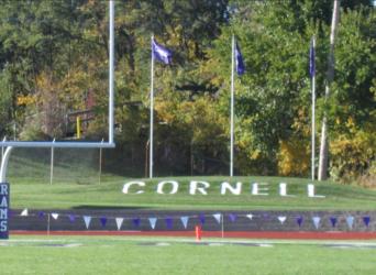 sports field with 'cornell' in large letters