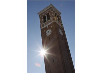 clock tower with sunburst effect