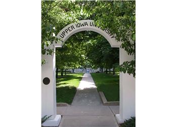 upper iowa university archway over a path