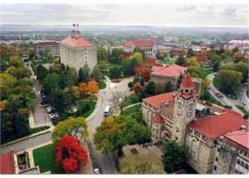 aerial view of gothic architecture buildings