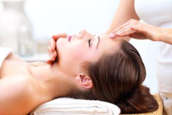 close-up of a facial treatment at a spa