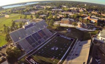 overhead view of stadium and campus