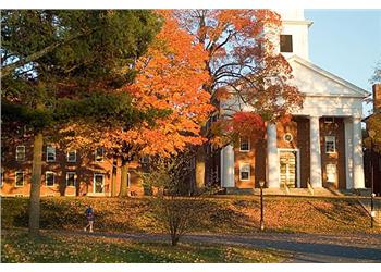 historic building with autumn foliage