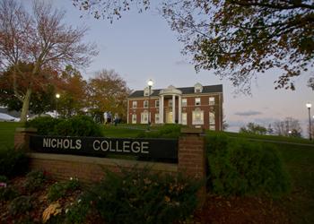 building with 'Nichols College' sign