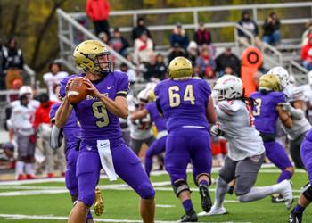 football player preparing to throw during a game