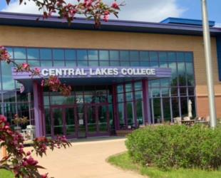 entrance to 'central lakes college' with glass doors