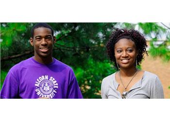 two students wearing Alcorn State University shirts