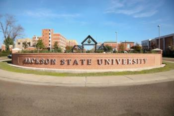 entrance sign 'jackson state university' with buildings