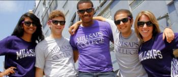 students wearing 'millsaps college' t-shirts