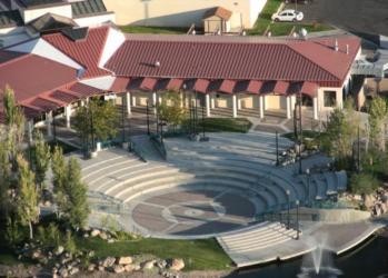 aerial view of an outdoor amphitheater with steps