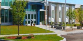 modern campus building with landscaped path