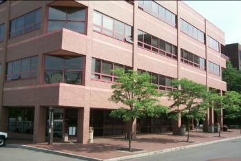 modern building with trees in front