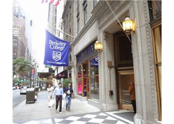 entrance to 'Berkeley College' with pedestrians